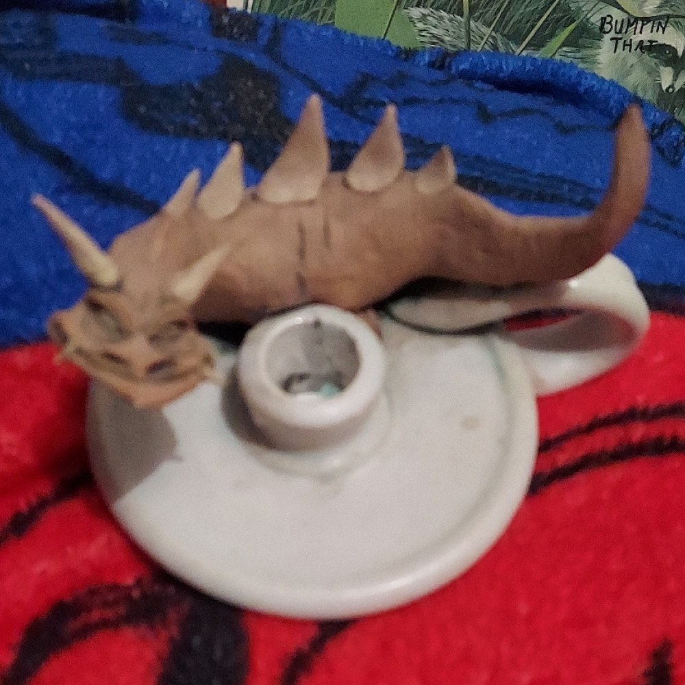 1/1 1970s Vintage Hand Made Clay Incense / Candle Holder. Sculpted Dragon